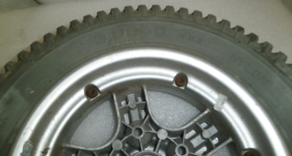 SET OF 2 PRIMO POWER TRAX 3.00-8 WHEELCHAIR WHEELS SOLID FAIR CONDITION