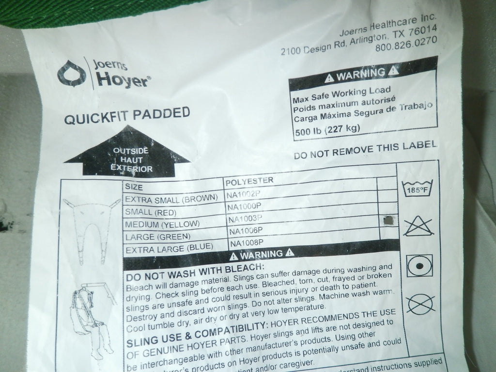 HOYER QUICKFIT PADDED PATIENT SLING LARGE SIZE USED AS PHOTO