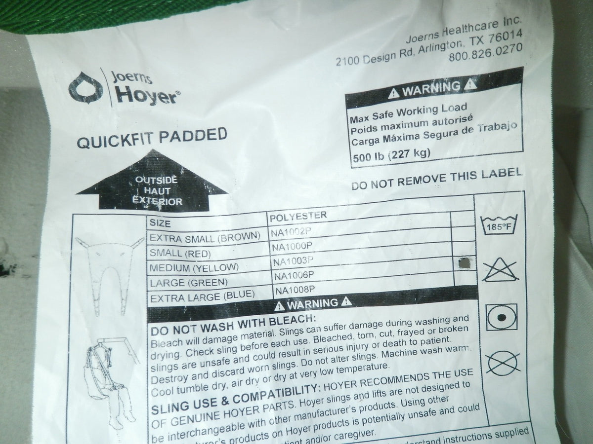HOYER QUICKFIT PADDED PATIENT SLING LARGE SIZE USED AS PHOTO