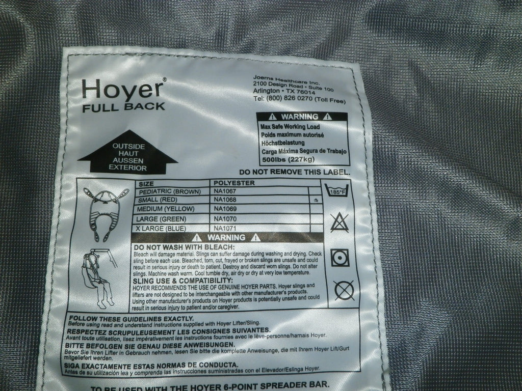 HOYER FULL BACK SLING MODEL SMALL SIZE USED GOOD CONDITION AS PHOTO