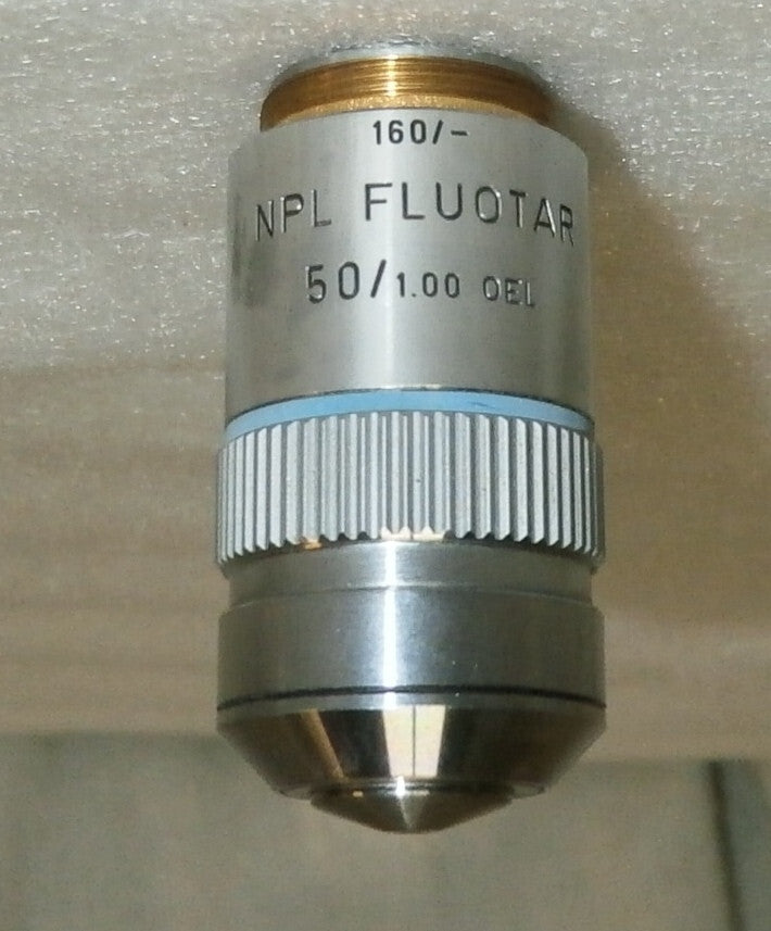 Microscope lens Leitz Wetzlar Germany 519693/ 160/- NPL Fluotar 50/1.00 OEL