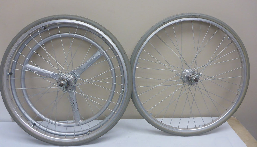 LOT OF TWO-ONE HAND DRIVE WHEELS 24 INCH FOR MYON WHEELCHAIR USED GOOD CONDITION