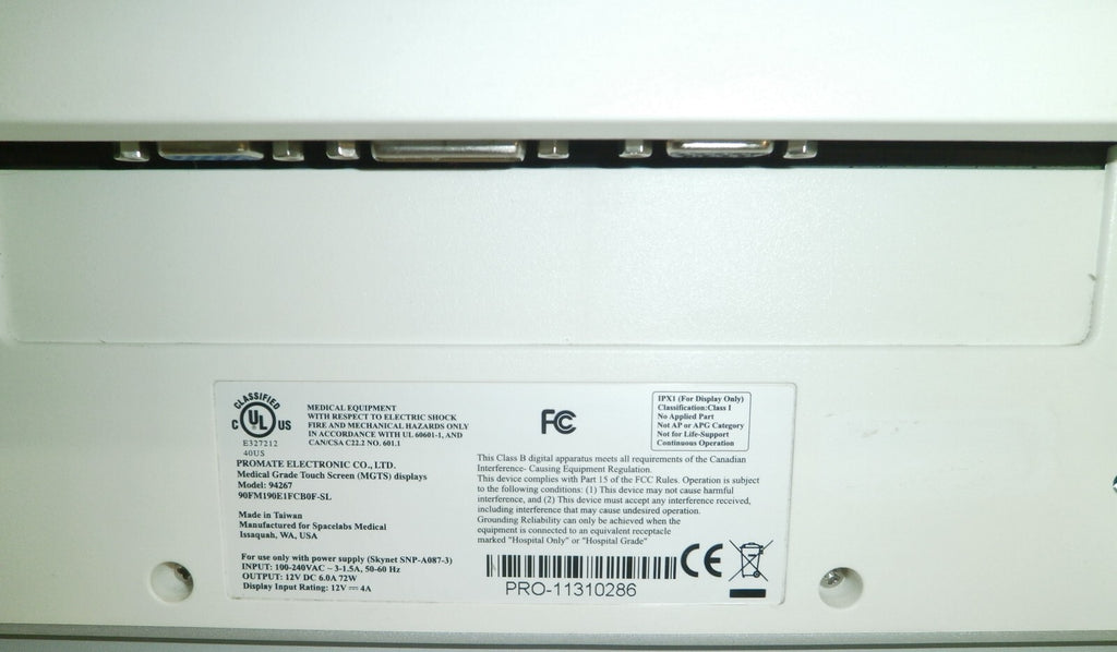 Spacelabs Xprezzon 94267 Display Monitor (No Power Supply Included)