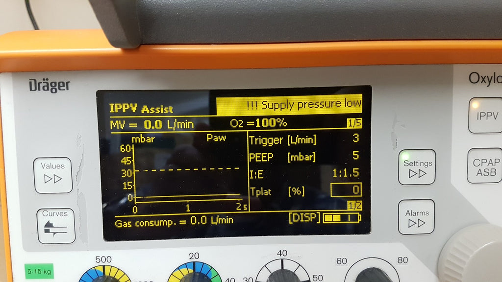 Drager Oxylog 3000 Ventilator 2M86955 w/ Hose - No Power Supply