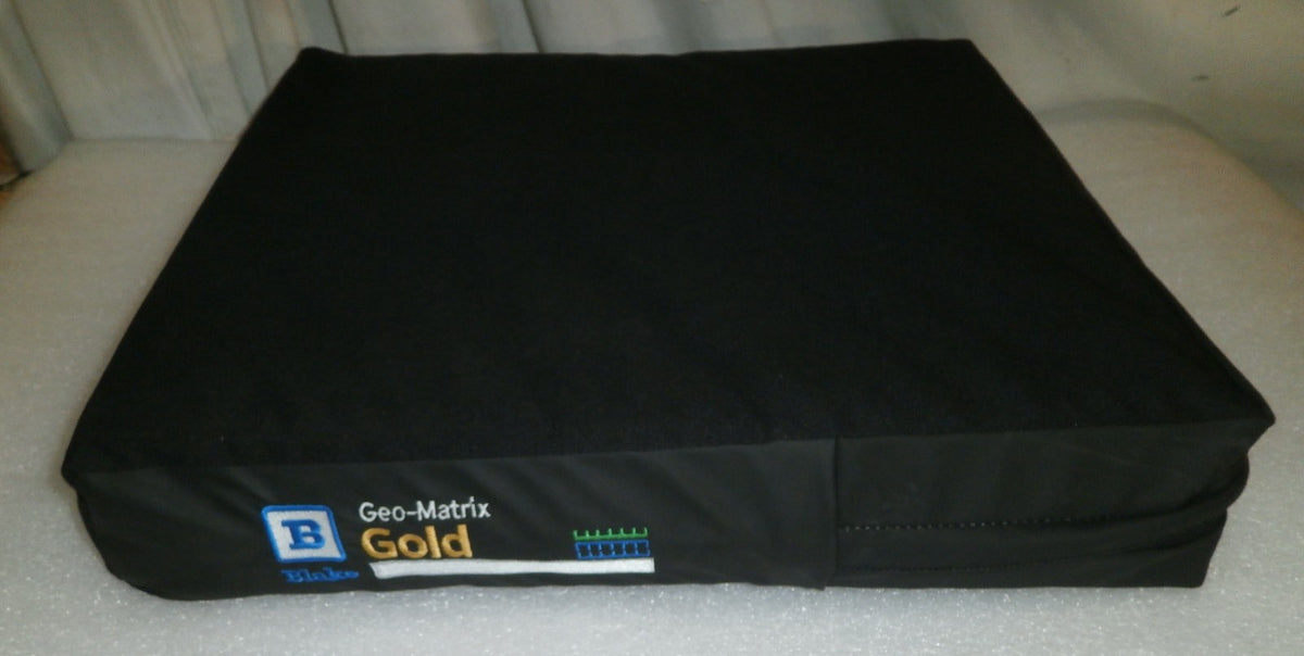 blake geo-matrx gold wheelchair cushion w=16 and d-18 inch very good CONDITION