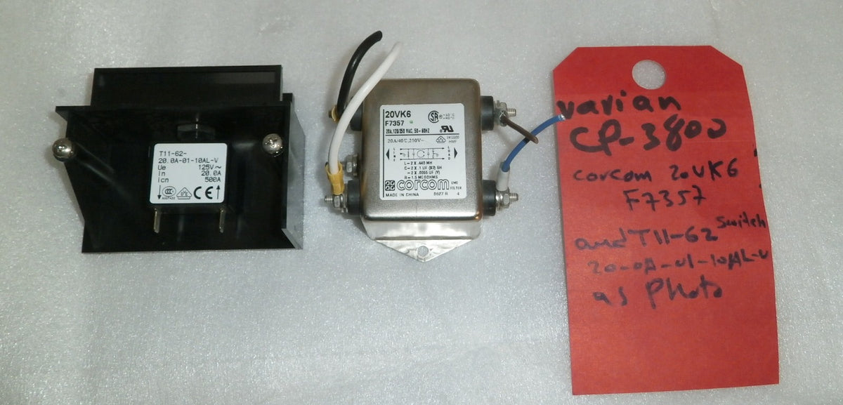 VARIAN CP-3800 CORCOM 20VK6-F7357 AND T11-62-SWITCH 20-0A-01-10AL-V USED G