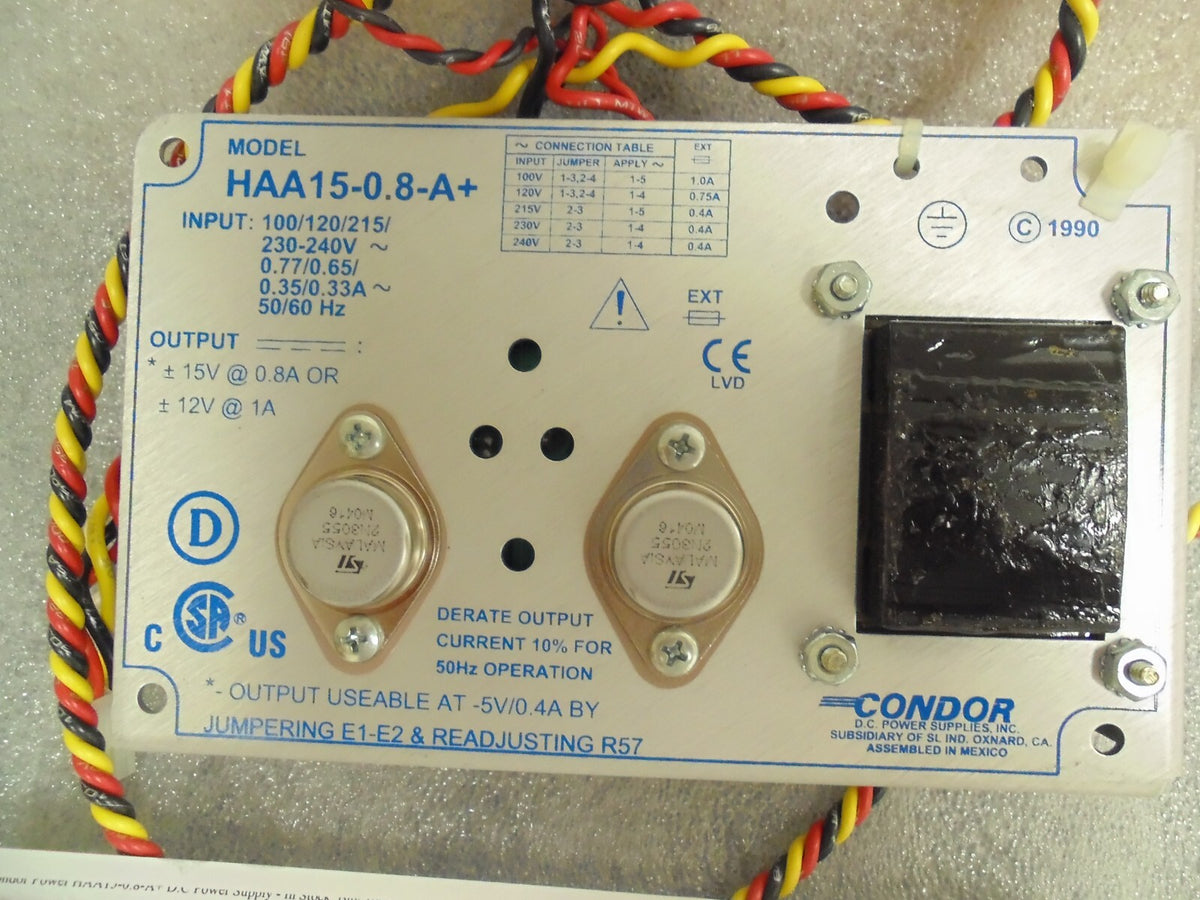 Condor Linear Power Supply Type HAA15-0.8-A+Output 15v or 12 Volts Good Function
