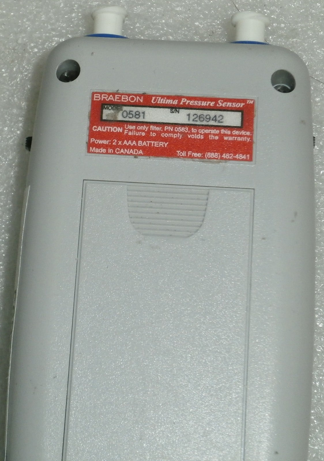 BRAEBON ULTIMA PRESSURE SENSOR MODEL 0581 (No Probes, or cables)