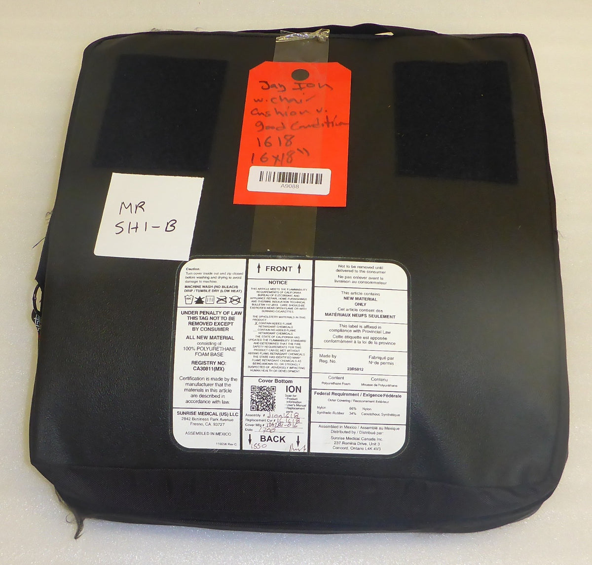 JAY ION WHEELCHAIR CUSHION 16X18 USED GOOD CONDITION
