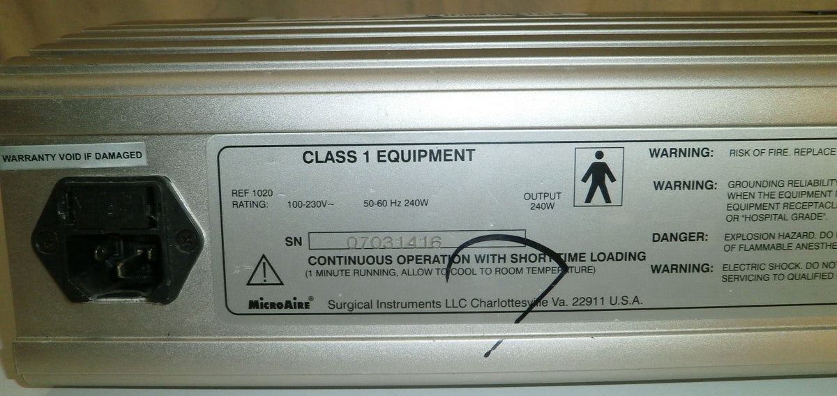 MicroAire 1020 Lipoplasty Electric Console (for parts)