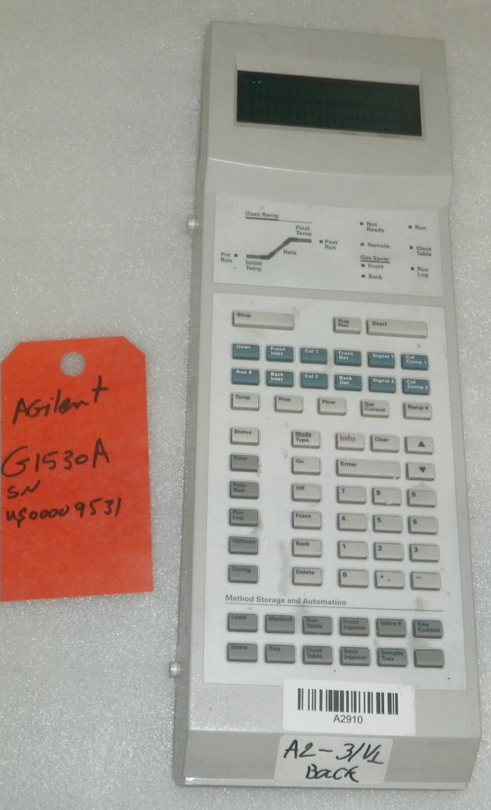 R178168 Agilent 6890 Chromatography GC G1531A Front Display Panel G1530-40100 FR
