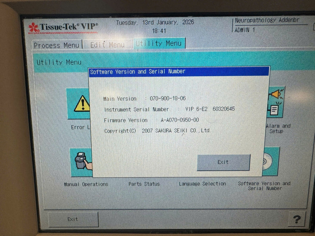 Sakura Tissue-Tek Tissue Processor VIP 6 (230 VAC model)