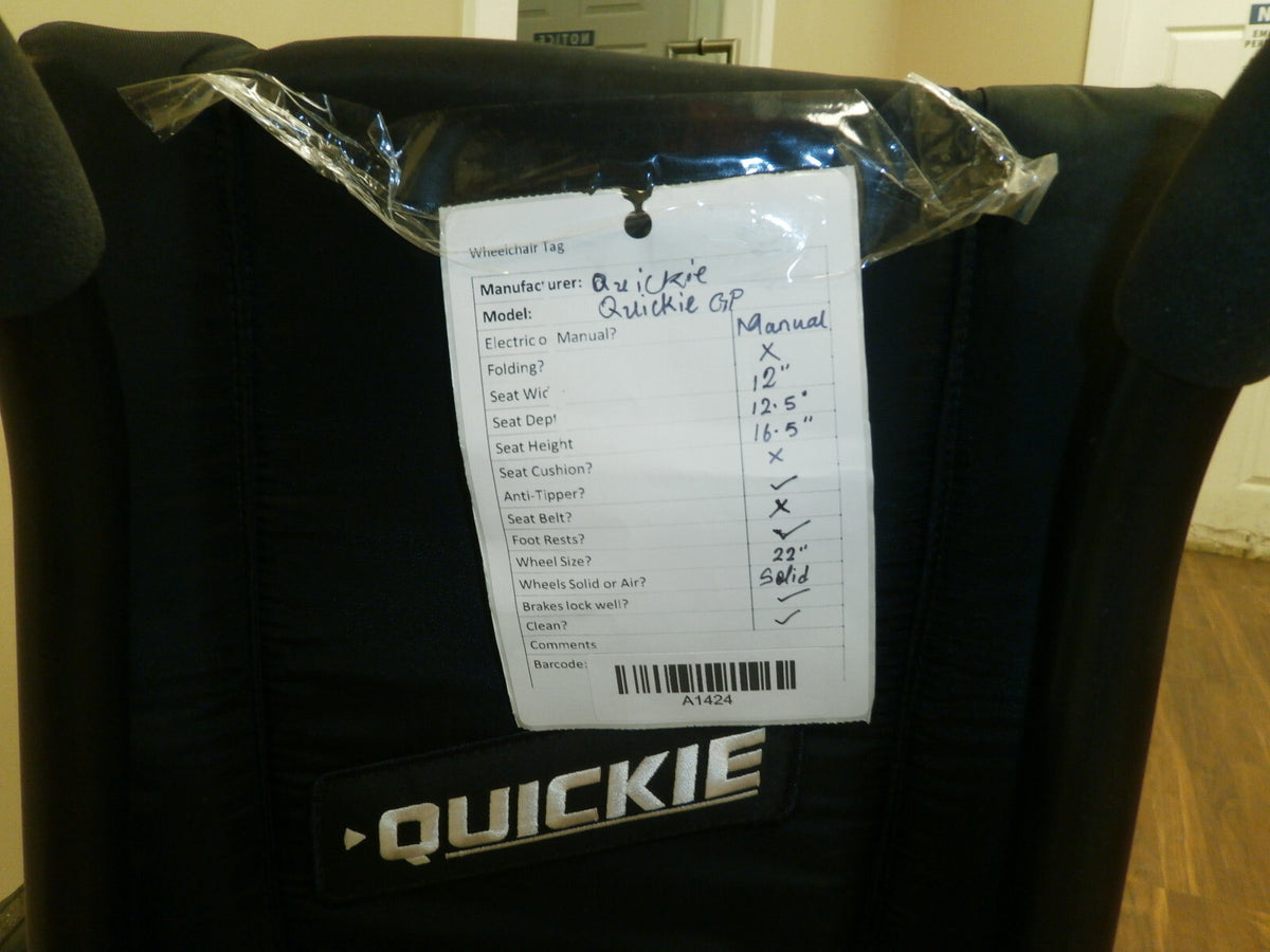 QUICKIE GP RIGID WHEELCHAIR LIGHT WEIGHT SEAT WIDTH 12 INCH VERY GOOD CONDITION