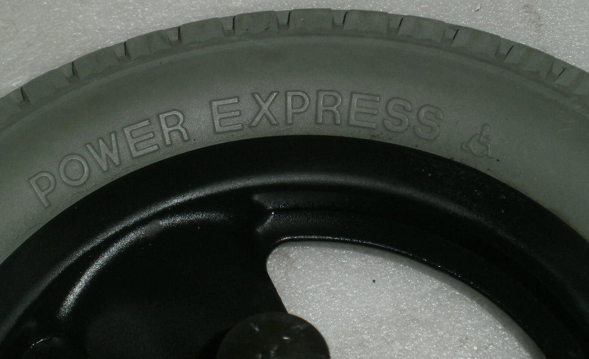 PAIR WHEELCHAIR WHEELS POWER EXPRESS SIZE 62-203 VERY GOOD CONDITION WITH AXLES