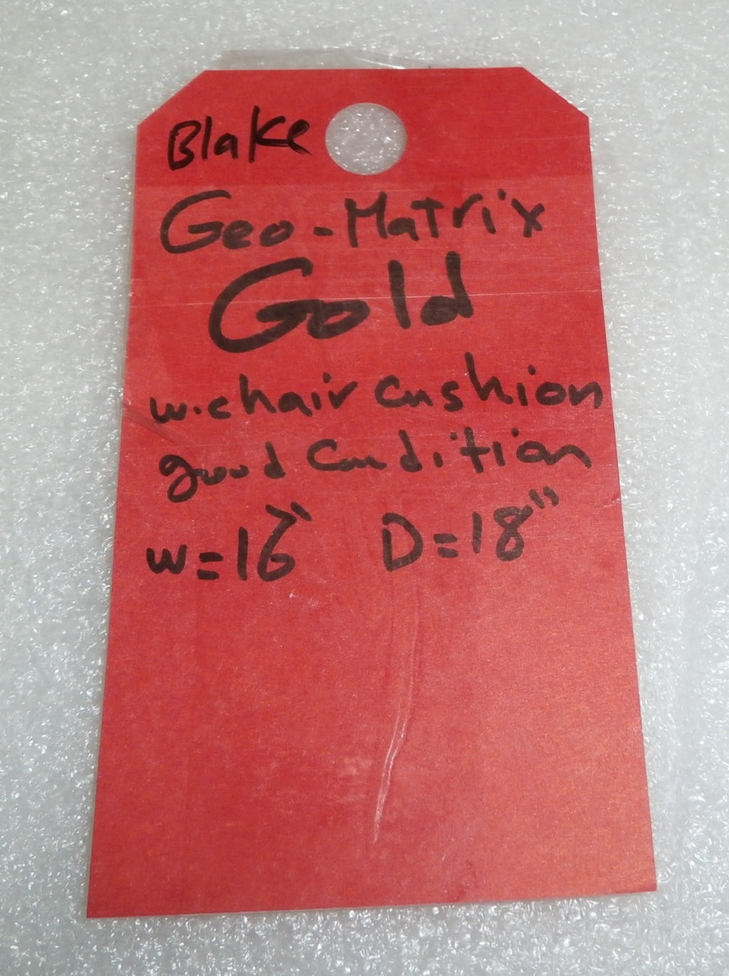 blake geo-matrx gold wheelchair cushion w=16 and d-18 inch very good CONDITION