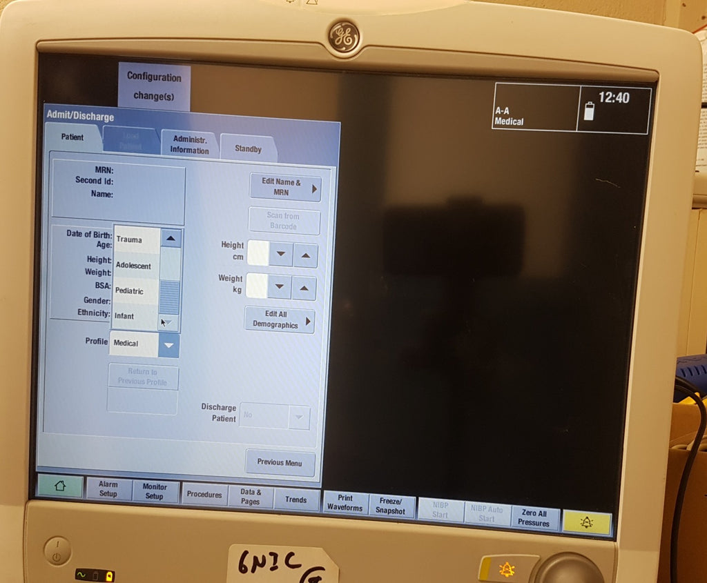 GE Healthcare CARESCAPE B650 - 6ICU, 6NIC Monitor