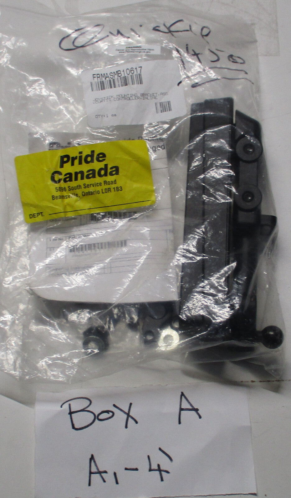 PRIDE QUICKIE 1450 JOYSTICK MOUNTING BRACKET ASS COURTIS CONTROLLER FRMASMB10617