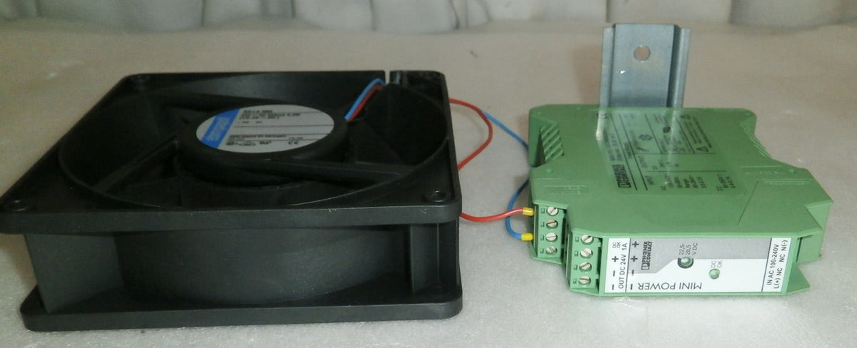 PHOENIX CONTACT MINI-PS-100-240AC-24GC-1 POWER SUPPLY W/FAN USED GOOD CONDITION