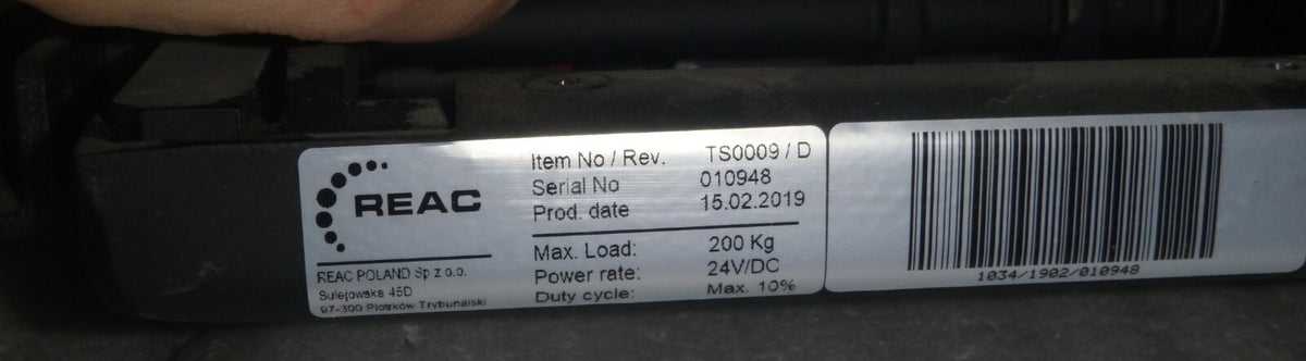 REAC INVACARE TDX-SP2 Tilt Actuator 2019 RE5001/41 ITEM #94QD1WB1 WITH BASE
