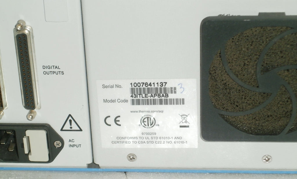Thermo Scientific 43i-TLE SO2 Gas Analyzer Trace Level Enahanced 43ITLE-APSAB