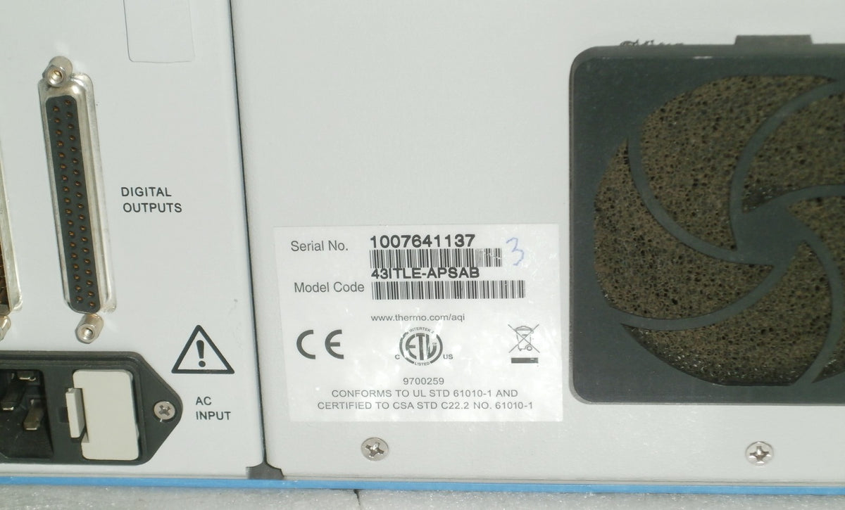 Thermo Scientific 43i-TLE SO2 Gas Analyzer Trace Level Enahanced 43ITLE-APSAB