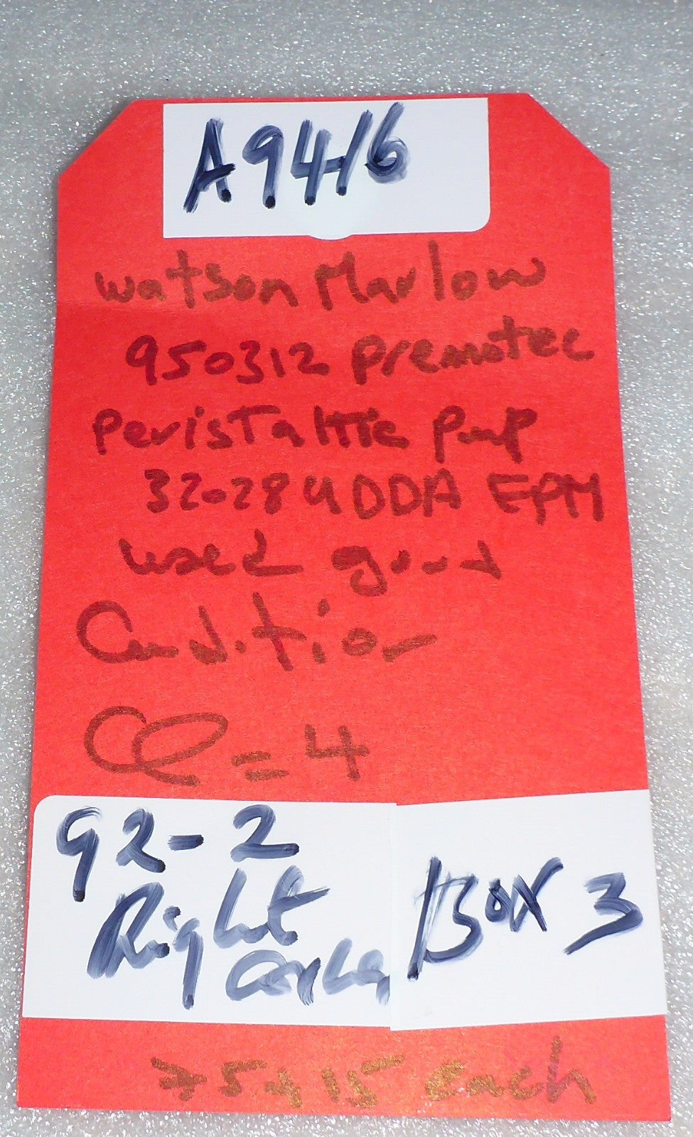 WATSON MARLOW 950312 PREMOTEC PERISTATEC PUMP AND PARTS AS PHOTO