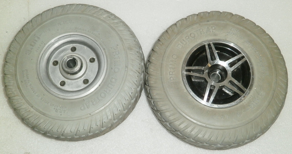 TWO PRIMO POWER TRAX WHEELCHAIR WHEELS 3.00-4 FROM JET 3 ULTRA