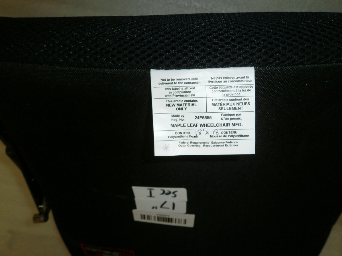 MAPLE LEAF ML SHALLOW WHEELCHAIR BACK SIZE 17" REG NO245555 VERY GOOD CONDITION
