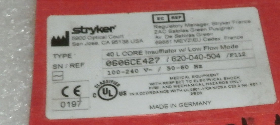 PARTS FROM STRYKER 40L CORE INSUFFLATOR USED GOOD CONDITION AS PHOTO