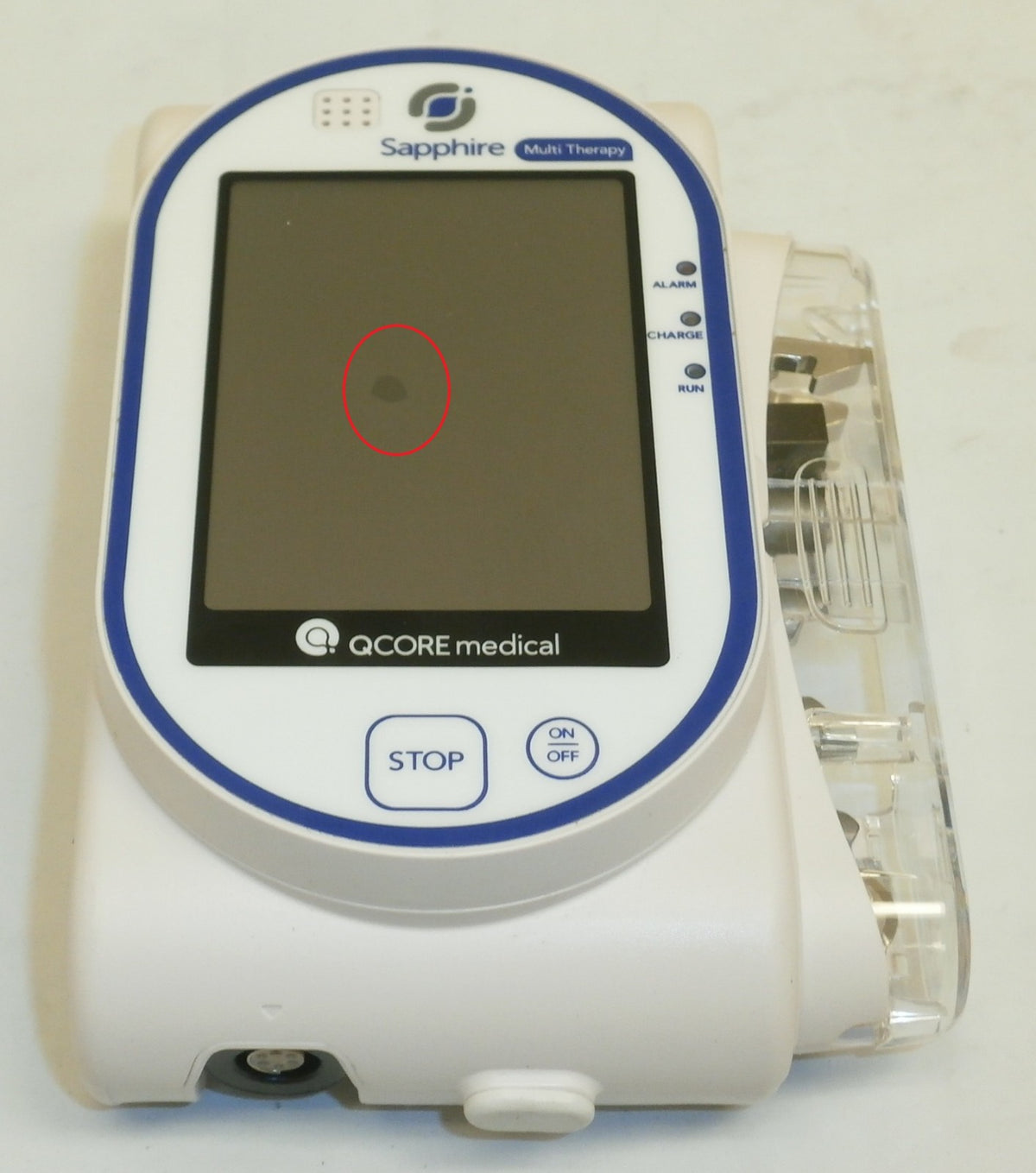 QCORE Sapphire multi therapy pump (has bad battery) (has minor screen bubble)