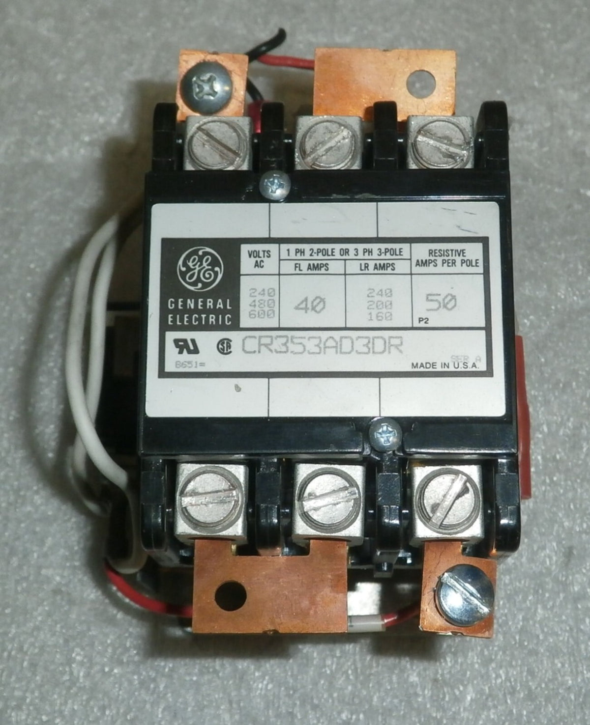 AMX 4 Portable X-Ray GE CR353AD3DR Definite Purpose Contactor 40A 3P 24/28V Coil