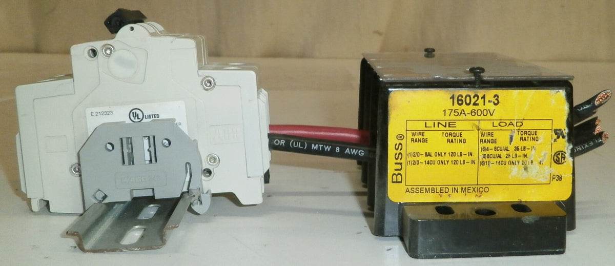 ABB 60A 10kA E212323 Circuit Breaker + BUSS 16021-3 Power Distribution Block
