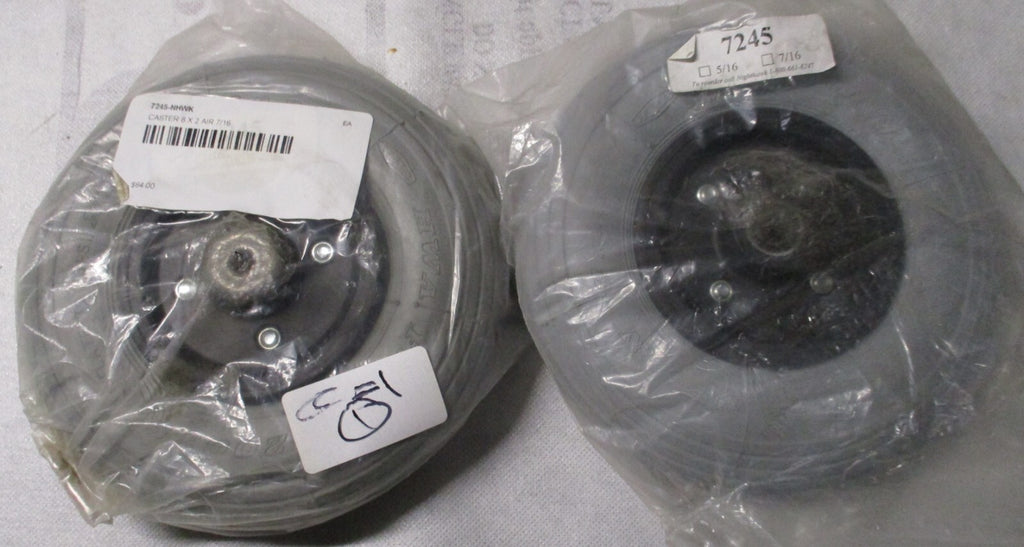 SET OF TWO CASTER Nighthawk 7245-NHWK 8 X 2 AIR 7/16 AIR NEW CONDITION