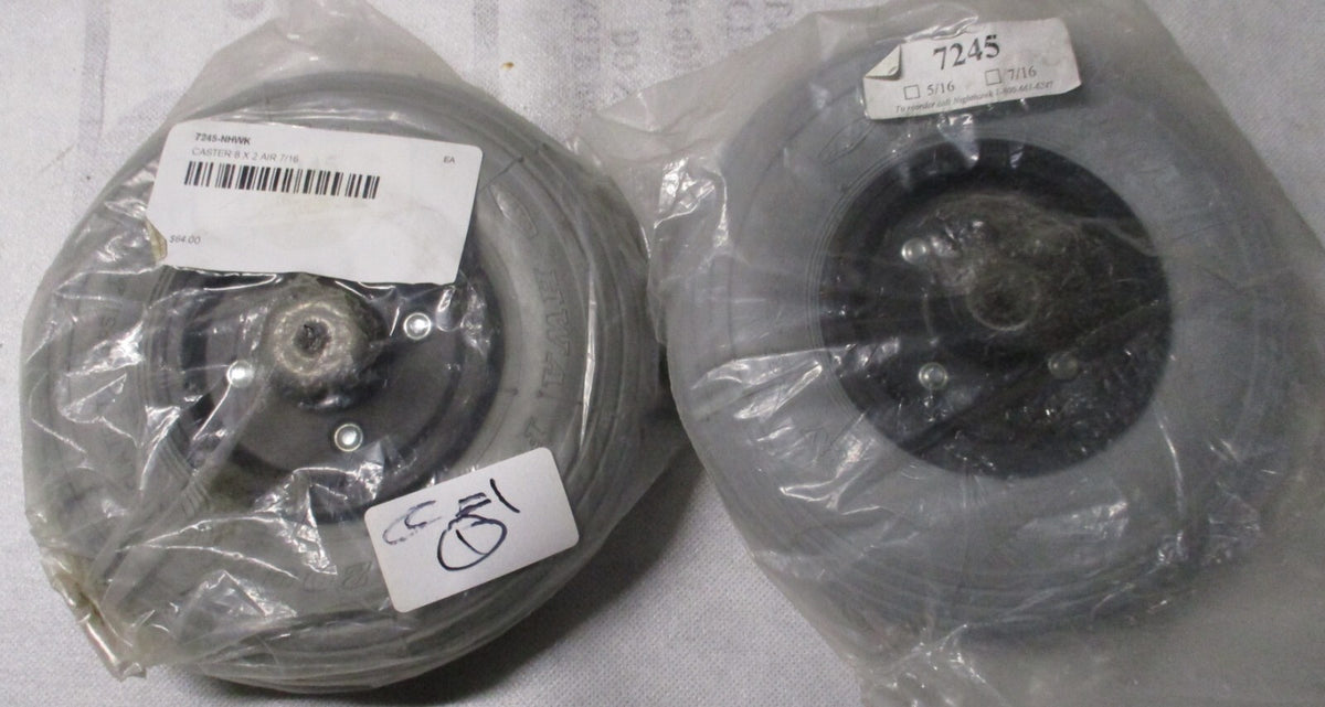 SET OF TWO CASTER Nighthawk 7245-NHWK 8 X 2 AIR 7/16 AIR NEW CONDITION