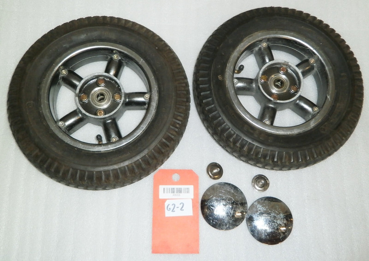 SET OF 2 POWER WHEELCHAIR WHEELS CHENG SHIN TIRE 3.00-8 GOOD AS PICTURES