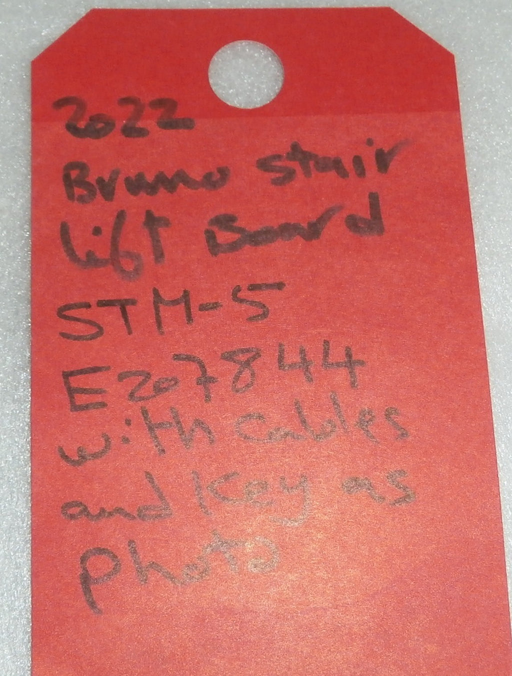 2022 BRUNO STAIR LIFT BOARD STM-5 E207844 WITH WITH CABLE AND KEY