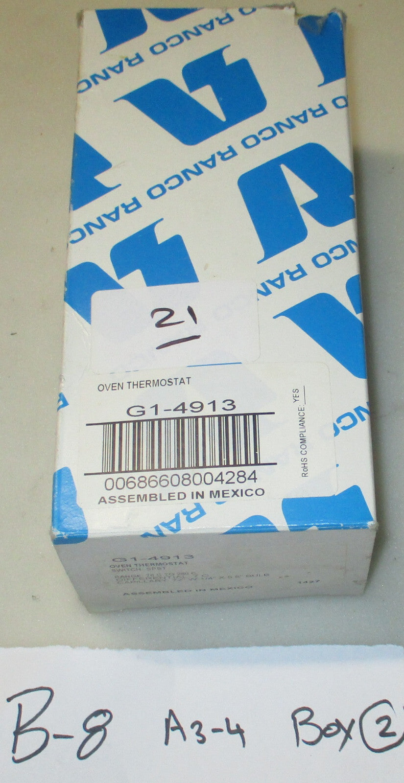 RANCO OVEN THERMOSTAT G1-4913 150 TO 550F AND 72 INCH CAP