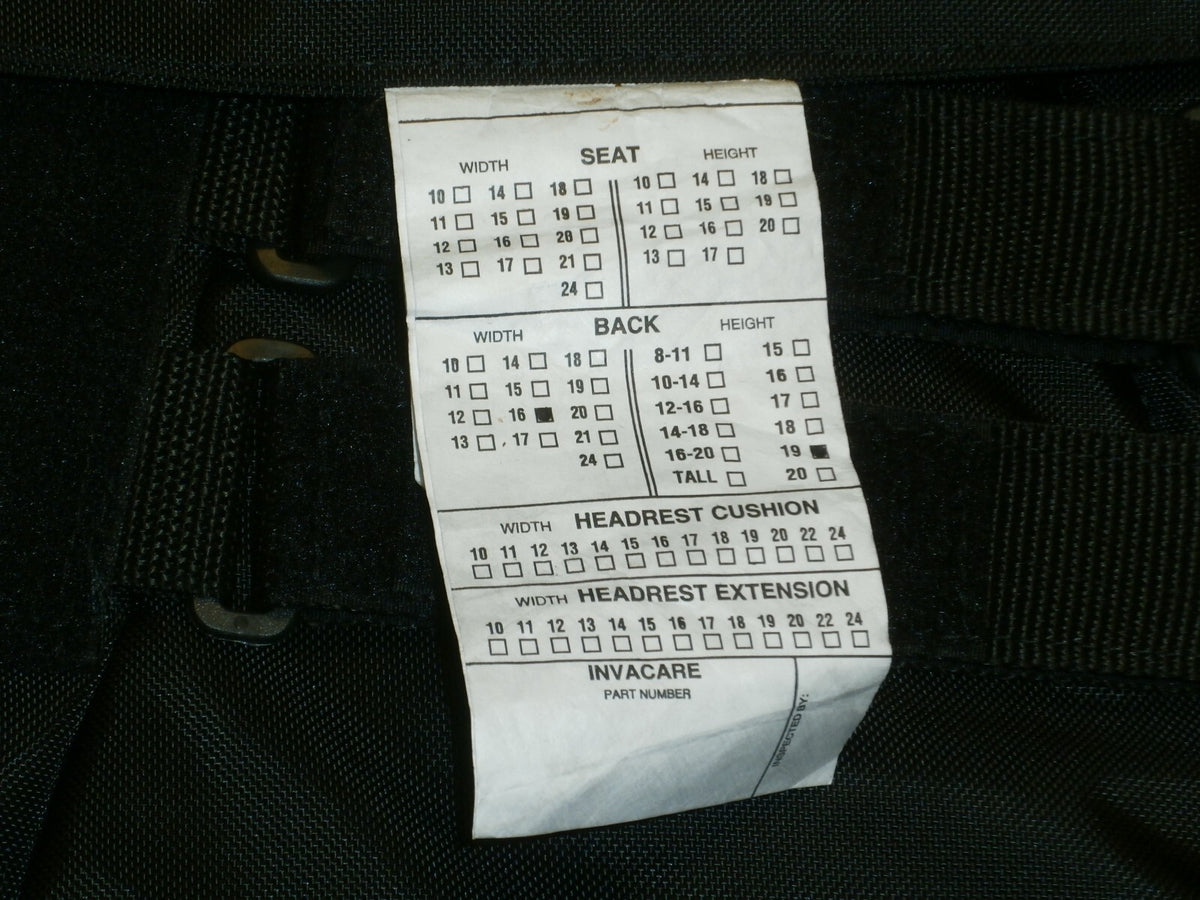 Invacare Adjustable Wheelchair Back Cover size W 16" x H: 19"