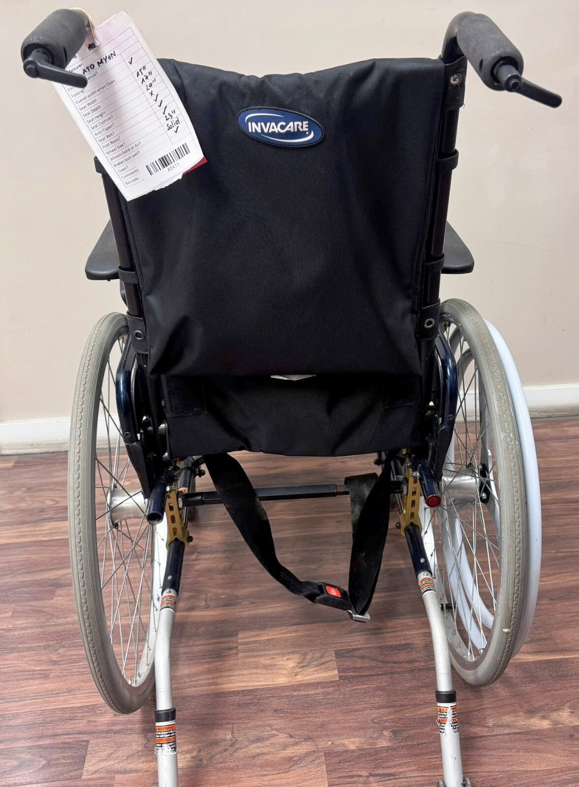 15" INVACARE ATO MYON FOLDING WHEELCHAIR 19HM009003 WITH SINGLE HAND DRIVE