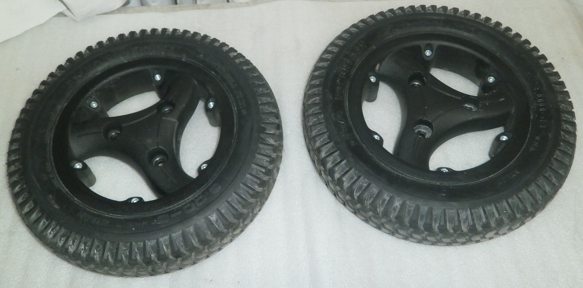 Set of 2 Primo Powertrax Powerchair Wheels 3.00-8 Solid Very Good Condition