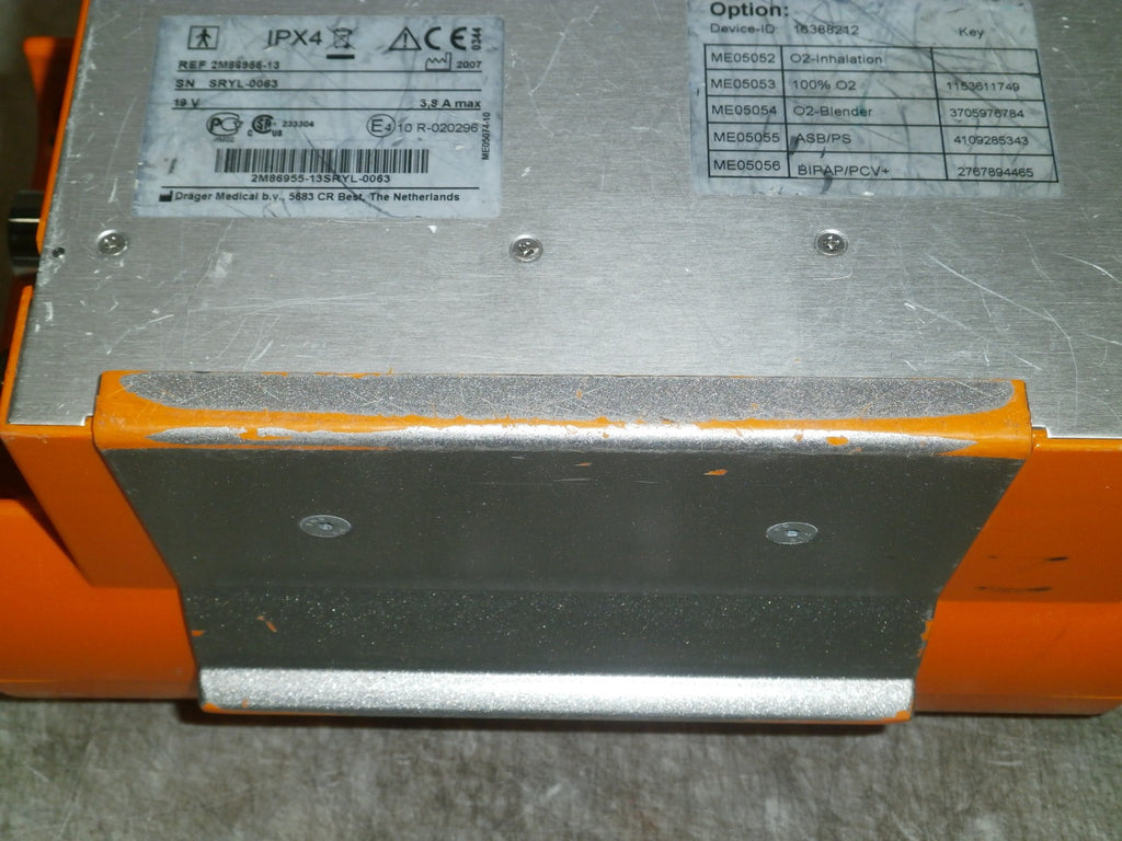 Drager Oxylog 3000 Ventilator 2M86955 - No Power Supply