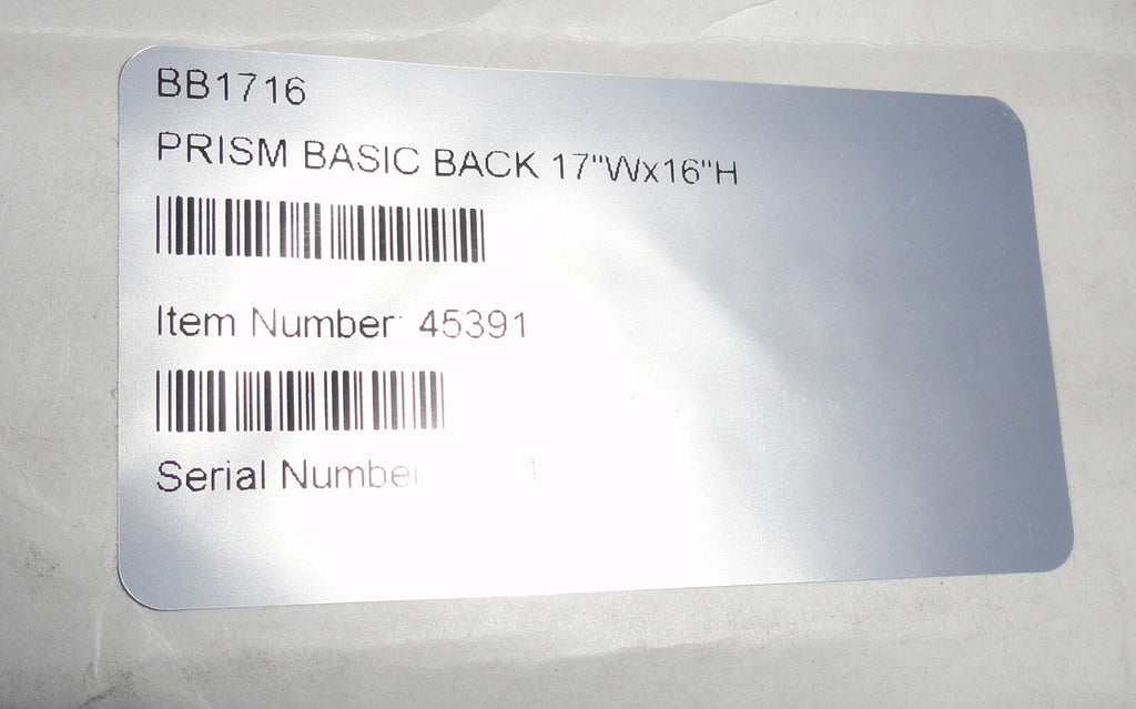 FUTURE MOBILITY PRISM BASIC WHEELCHAIR BACK 17X16" WITH NO ACCESS