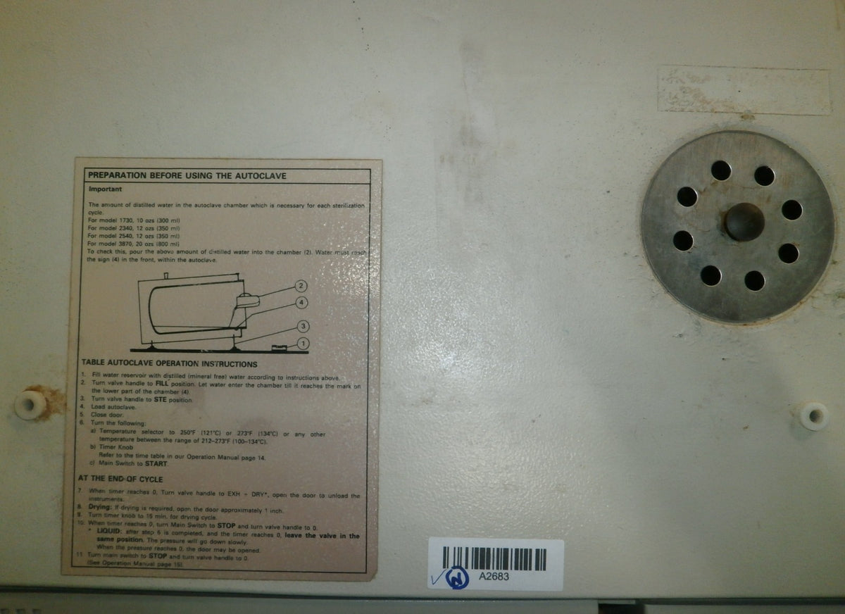 Tuttnauer 2340MK Autoclave Steam Sterilizer