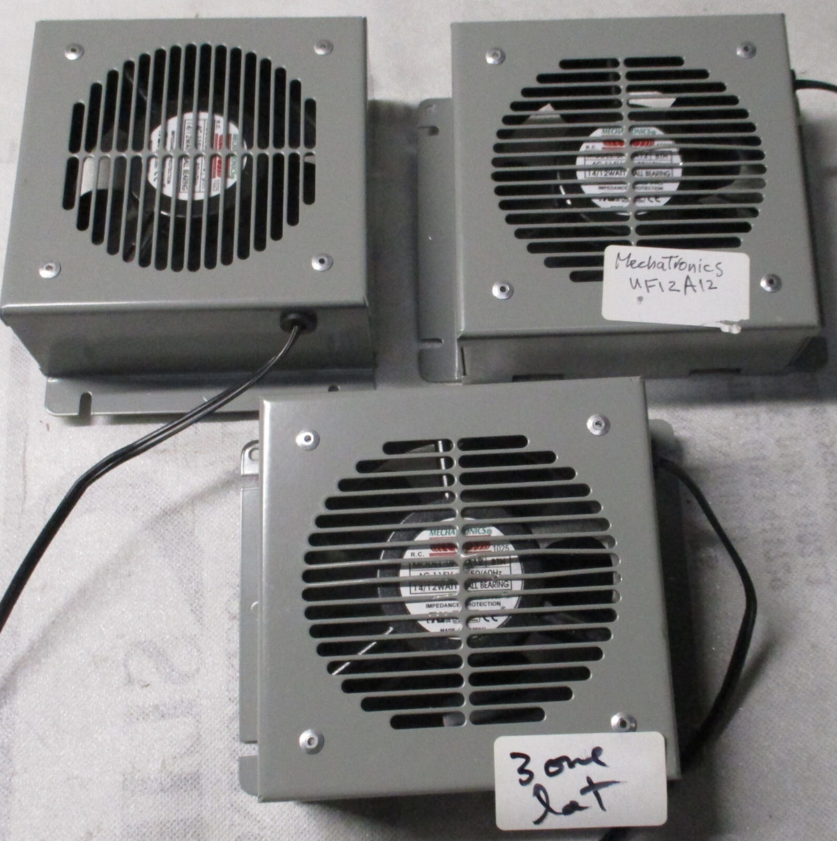 3 OF MECHATRONICS UF12A12 15V 5060HZ 12WATT ALUMINUM FRAME COOLING FAN U3S USED