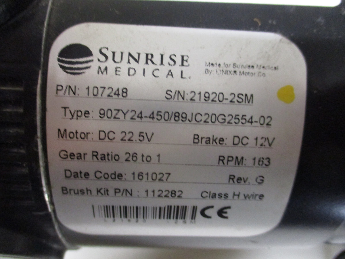 ONE WHEELCHAIR MOTOR PN 107248 USED GOOD CONDITION PLEASE CHECK THE MODEL YOU WA