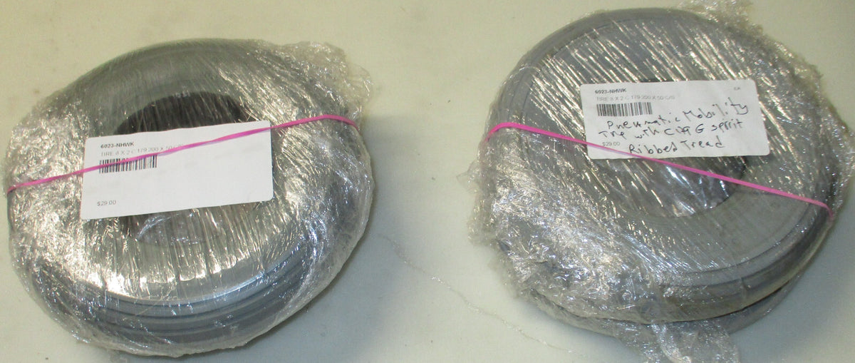 PAIR OF PENUMATIC MOBILITY TIRE 8X2 WITH C179 G SPIRIT RIBBLE TREAD