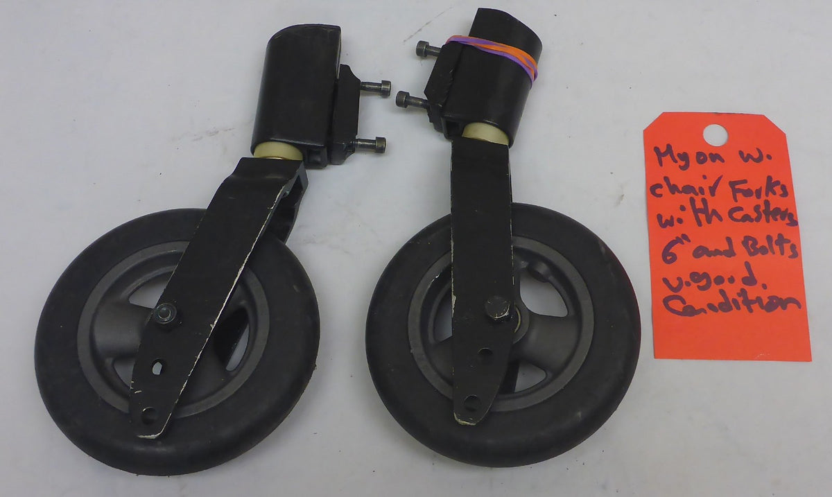 INVACARE MYON WHEELCHAIR FORKS AND CASTERS AND BOLTS AS PHOTO