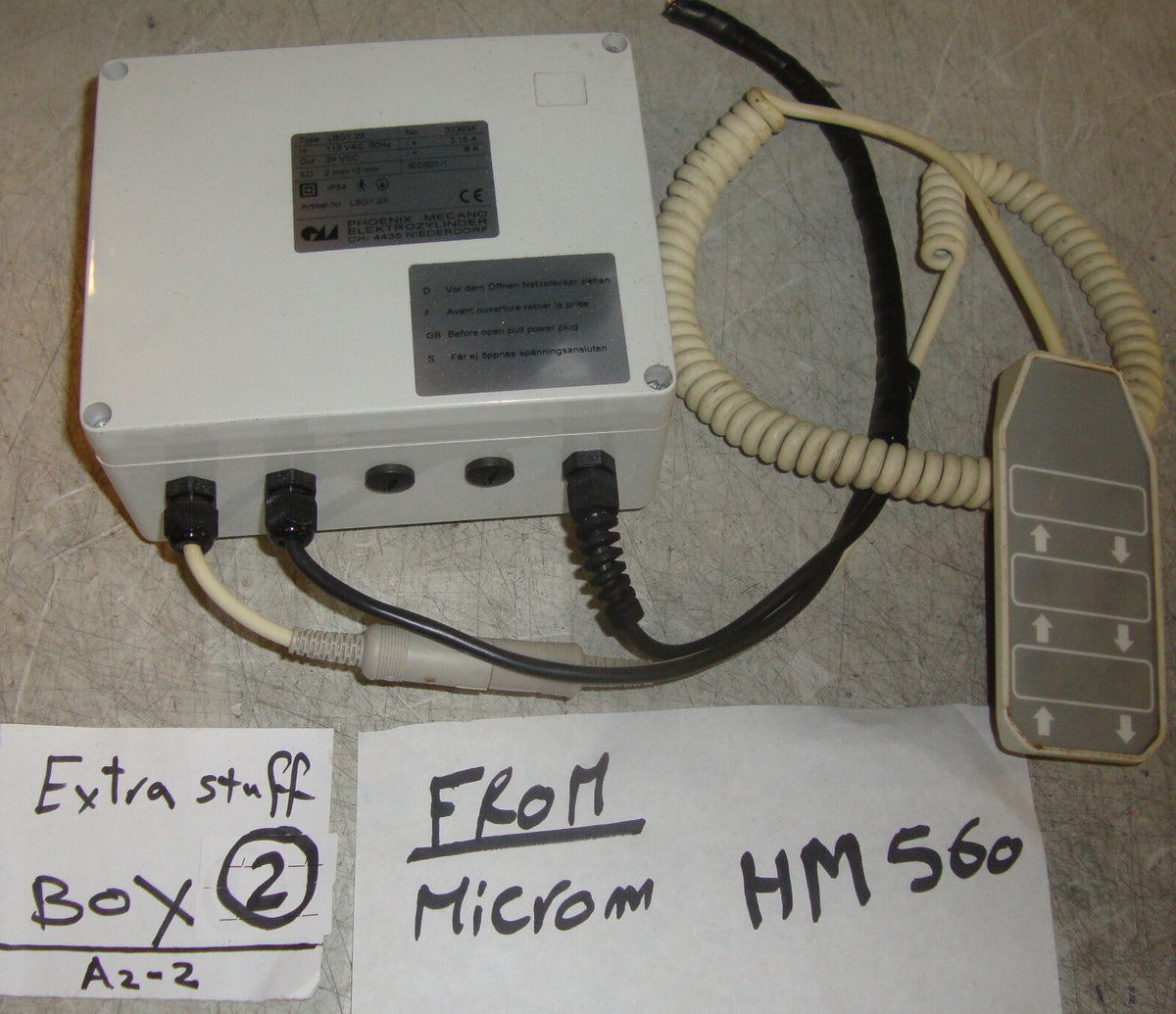 PHOENIX CONTROL BOX NR LBG1.23 AND HAND CONTROL FROM MICROM HM560 WITH REMOTE