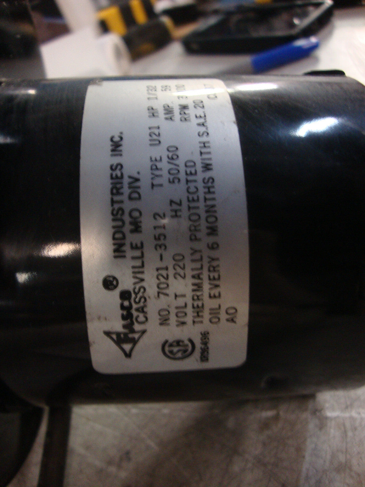 Fasco Industries Inc 7021-3512 Blower Type U21 FROM MICROM HM560