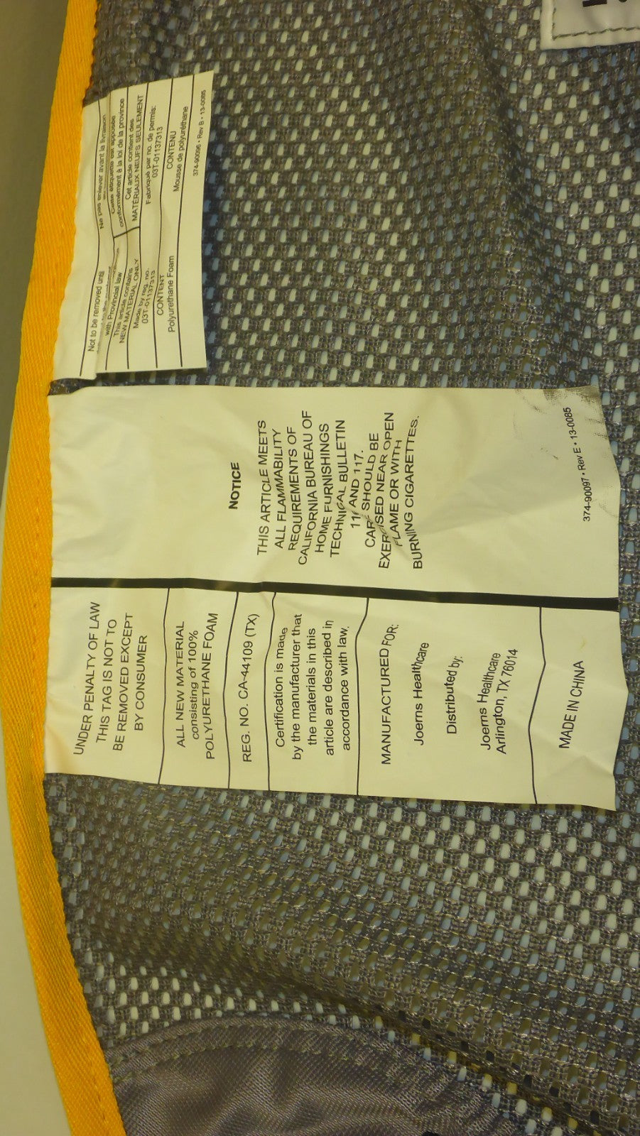 HOYER YELLOW SLING MEDIUM NA1004 GOOD CONDITION DIMENSION AS PHOTO